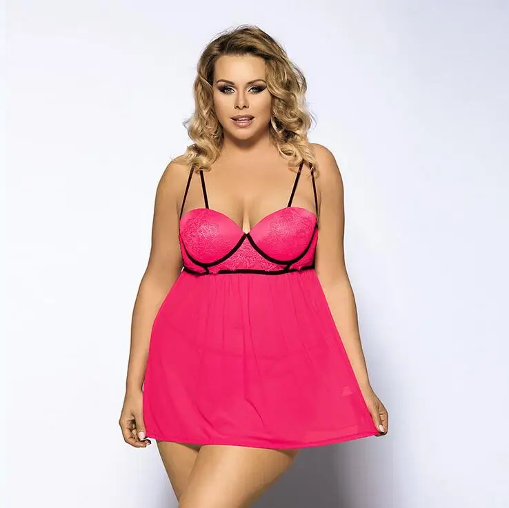 Plus size 7XL Hot Sexy Lingerie Lace Transparent Net Yarn Robe Erotic Costumes Sexy Underwear Long Dress Women Nightwear Dresses