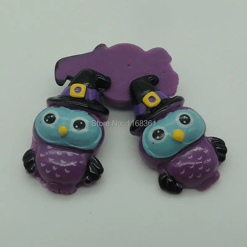 1pcs/lot resin flat back Halloween violet owl 31mm Cabochons Scrapbooking Hair Bow Center DIY Christmas decration C104-6