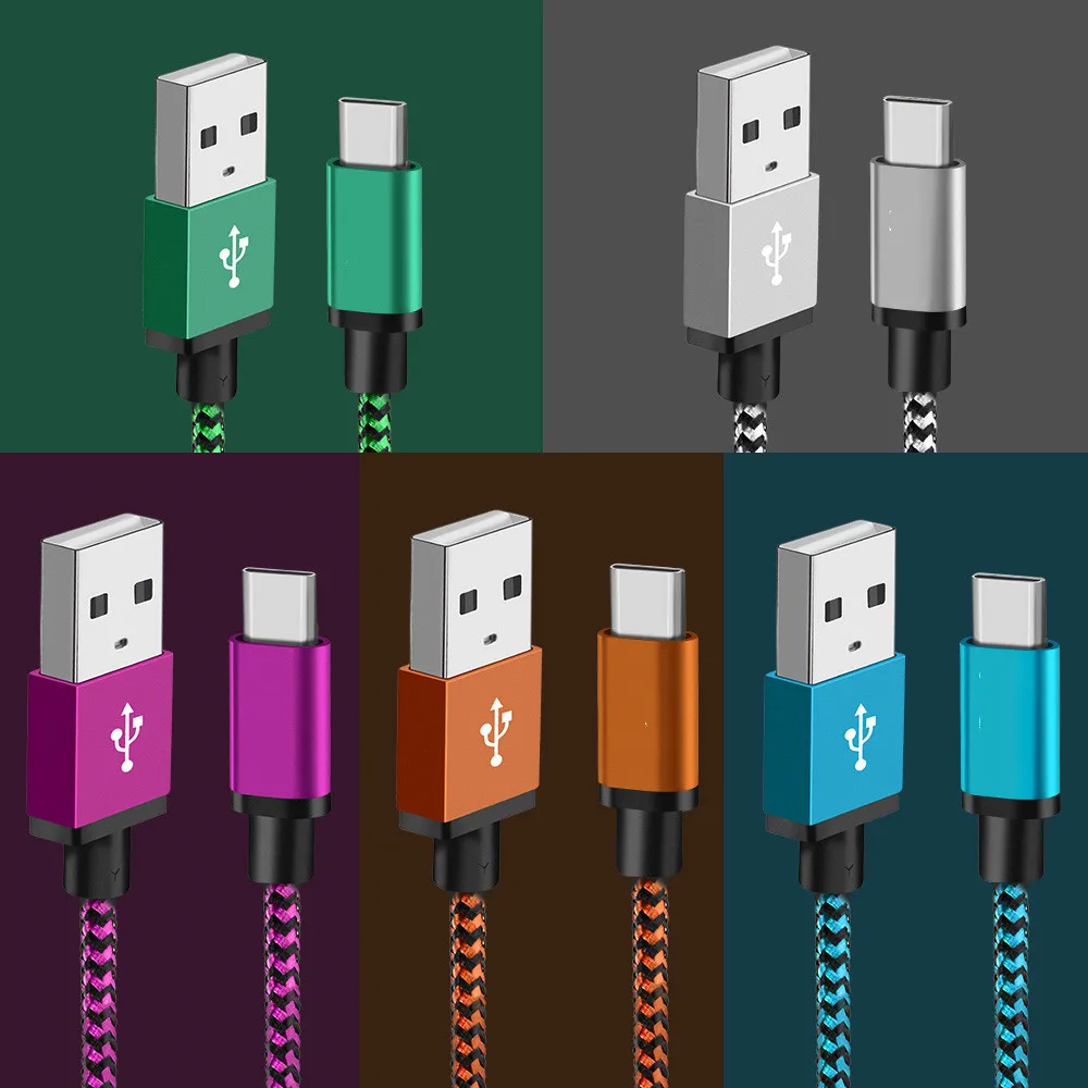2.4A USB نوع C كابل سريع مزامنة بيانات كابل شحن سامسونج غالاكسي S8 s9 plus هواوي Xiaomi USB C USB-C الهاتف المحمول الكابلات