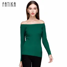 FATIKAฤดูใบไม้ร่วงและฤดูหนาวพื้นฐานผู้หญิงเสื้อกันหนาวคอร่องที่ไม่มีสายหนังเสื้อกันหนาวเสื้อกันหนาวหนาปิดไหล่เสื้อสเวตเตอร์