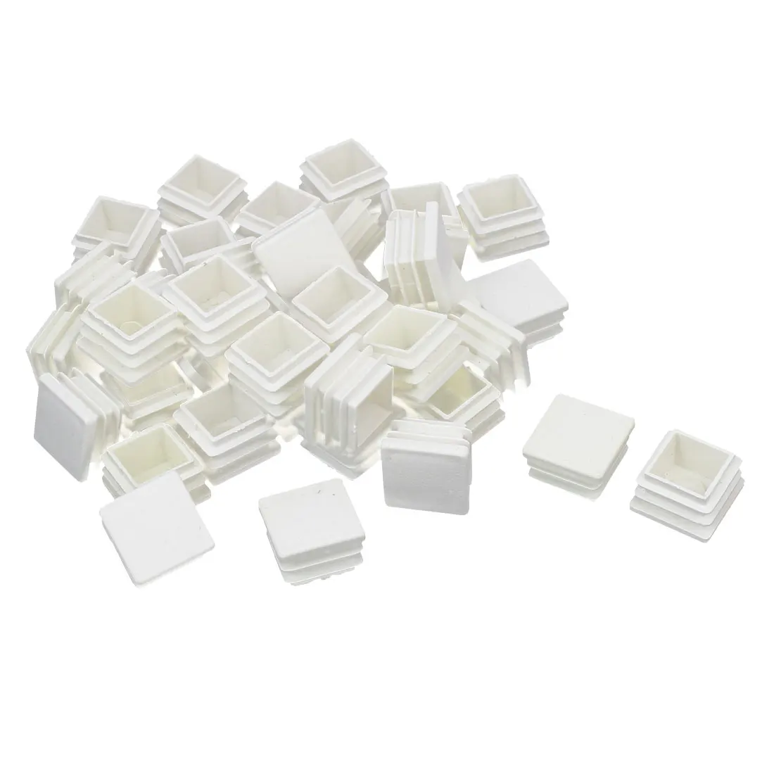 

20Mmx20mm Plastic Square Shaped Blanking End Cap Tube Insert Plug White 40Pcs
