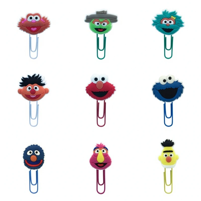 

18Pcs Seasame Street Cartoon Figure Tusm Tusm PVC Souvenir Book Accessories Paper Clip Bookmark Decoration Teacher Gift Present