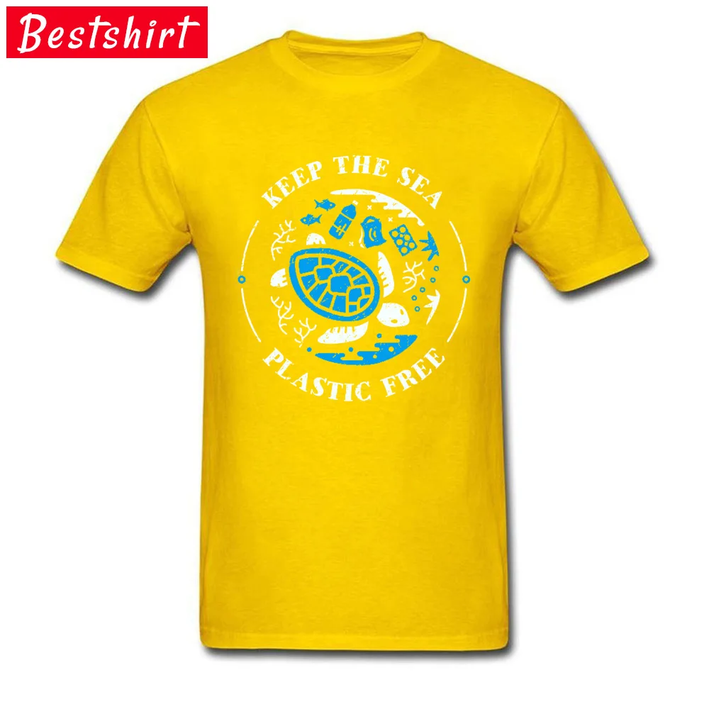 Simple Style Tops Shirts Funny Short Sleeve Men T Shirt TpicOriginaltitle Unique Summer Fall Tee Shirts O Neck Keep-the-Sea-Tortoise yellow