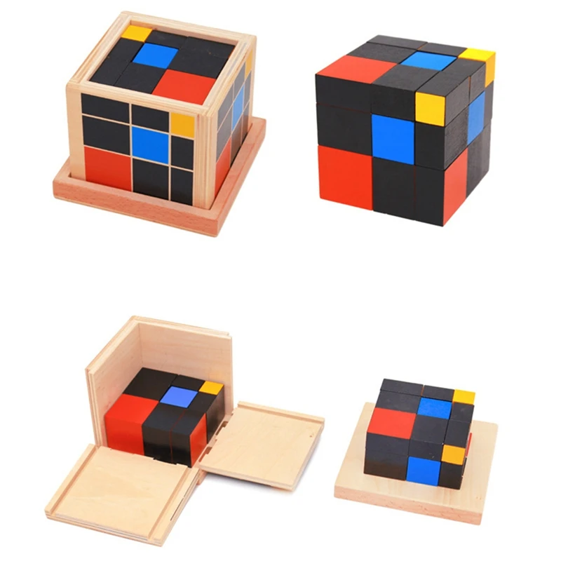 Для раннего развития игрушки Деревянные Монтессори трехмерный куб для малышей W30