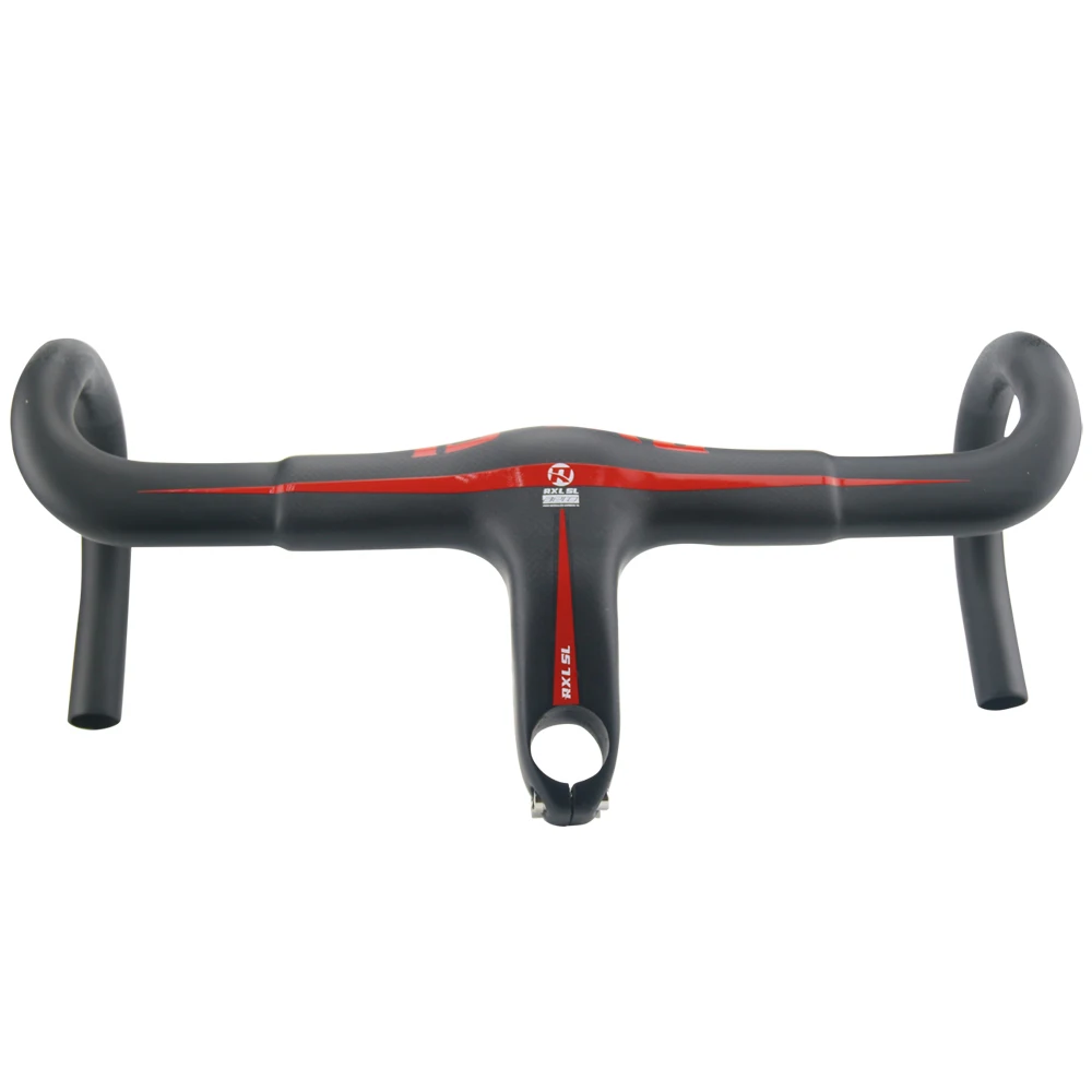 RXL SL Bicycle Handlebar Road Bike 3K Matte Integrated Handlebar With Stem 400420440mm BlackRed Carbon Road Bike Handlebars (2)