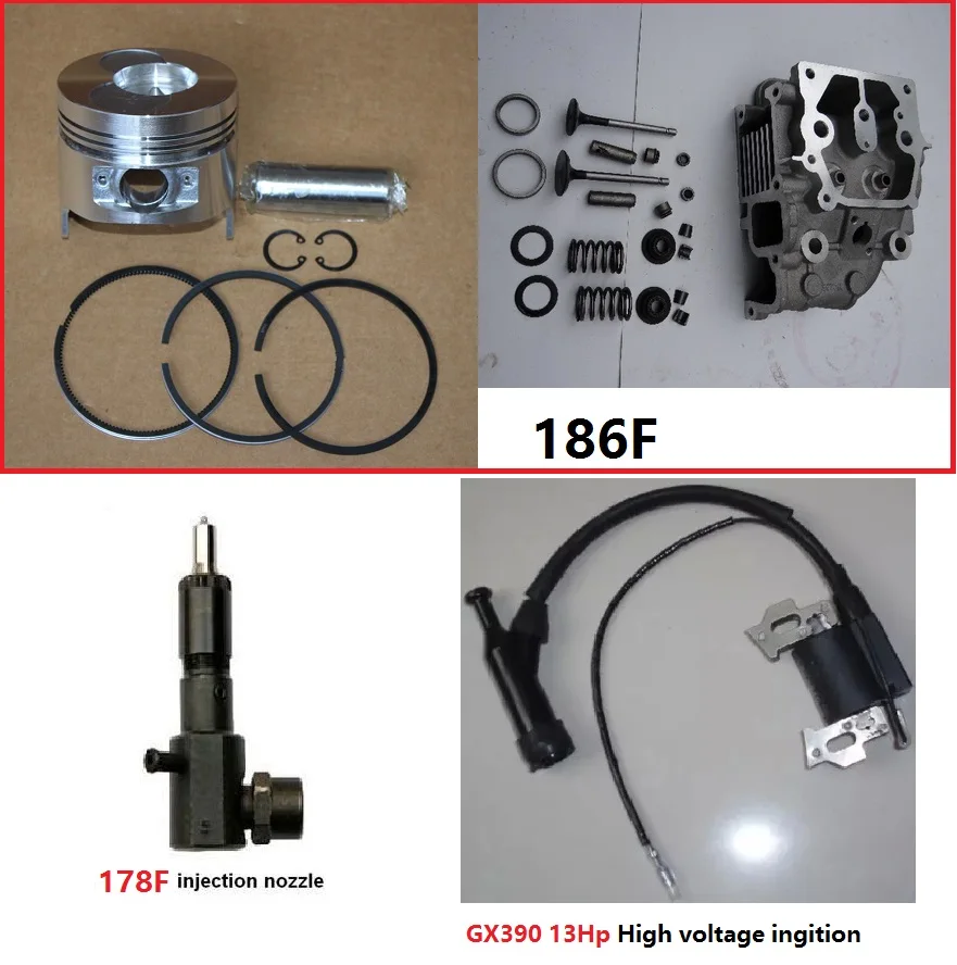 Цилиндрическая головка 186F 10Hp 1 комплект поршневая Форсунка 178F шт. 188F GX390 высокое