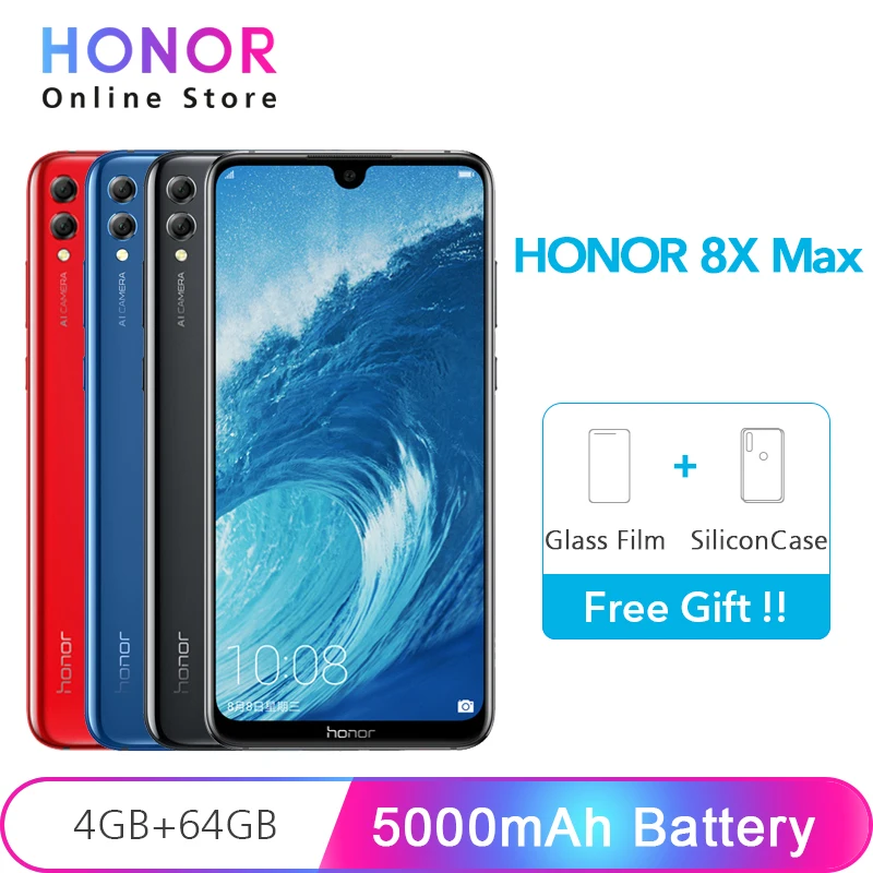 Huawei Honor 8X Max 4 GB 64 7 12 ''экран 5000 mAh Большая батарея мобильный телефон Snapdragon 636