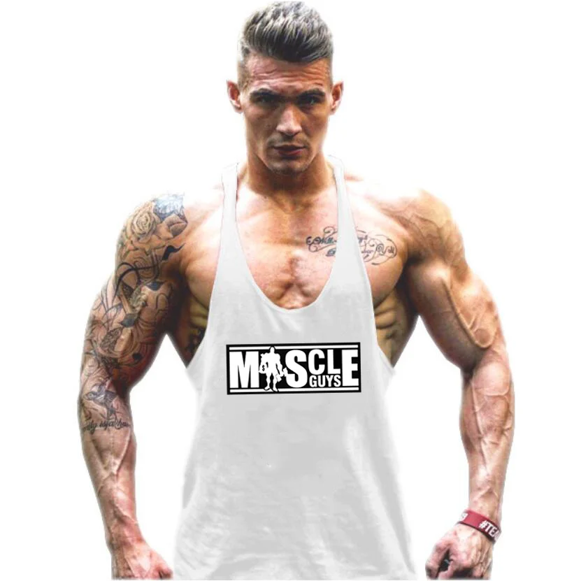 Muscleguys, майка для бодибилдинга, мужские рубашки, брендовая одежда для фитнеса, Мужская майка, без рукавов, хлопок, для тренировок, Стрингер, рубашки