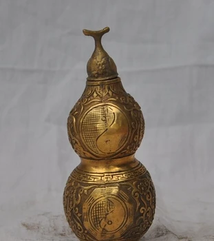 

china fengshui copper brass Eight Diagrams Gourd Calabash Cucurbit lucky statue