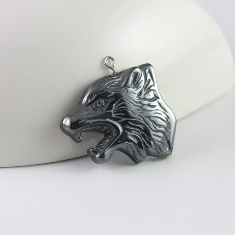 hot sale fashion hematite wolf pendant accessories diy accessories