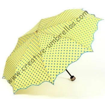 

Manual fashional full dot design umbrellas,190T pongee fabric,pencil supermini,summer parasol,three fold,rain gear,anti-rust