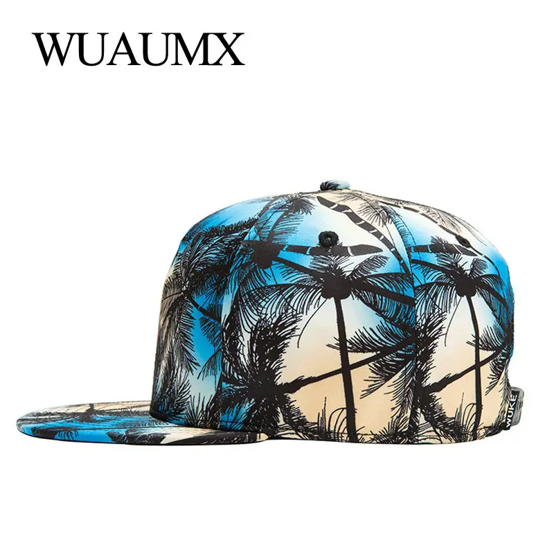 Cap Men Women 3D Print Coconut Palm Baseballcap Flat Peak Hip Hop Hat Flat Brim Hat Gorras Planas 
