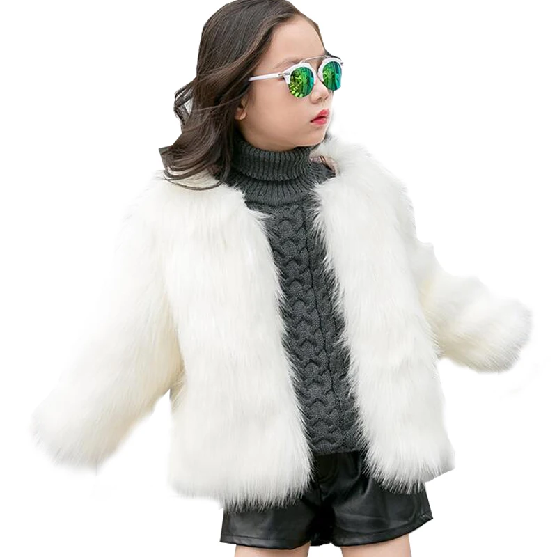 

New Children's Clothing Girls Winter Fur Coat 2017 Children Girls Winter Clothing Faux Fur Coat Snowsuit Outerwear