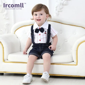 

2017 new Summer Children's clothing Boys Clothing Sets Short -Sleeved T-Shirt +Overalls Infant Clothing Suit Outfits