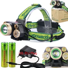 5 LED Headlamps 20000 Lumens High Power LED Headlight T6+4Q5 Camping Head Torch Zoom 4 Modes Head Lantern 2×18650 Frontal Lamp