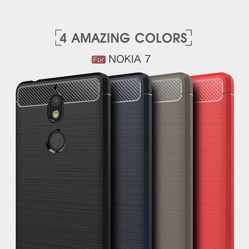 

1Pcs Luxury Mobile Phone Cases for Nokia7 Silicone Drop Protection Gel carbon fiber Soft Shell