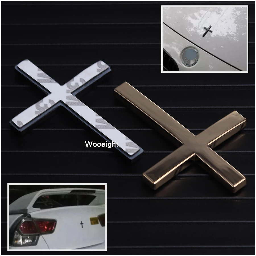 Wooeight 3D Metal Sticker Jesus Christian Cross Auto Body Emblem Badge Decal For BMW Benz Honda VW Ford Car Accessories (1)