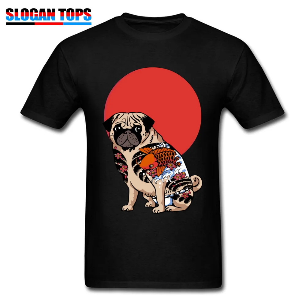 YAKUZA PUG T Shirts Coupons Short Sleeve Leisure Cotton Fabric Round Collar Men Tops Shirt Classic T Shirts ostern Day YAKUZA PUG black