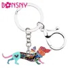 Bonsny-Collar de Metal esmaltado para mujer, llaveros de perro salchicha, anillo de Animal de dibujos animados, joyería para mujer, bolso de mano, monedero de coche, dijes ► Foto 1/6
