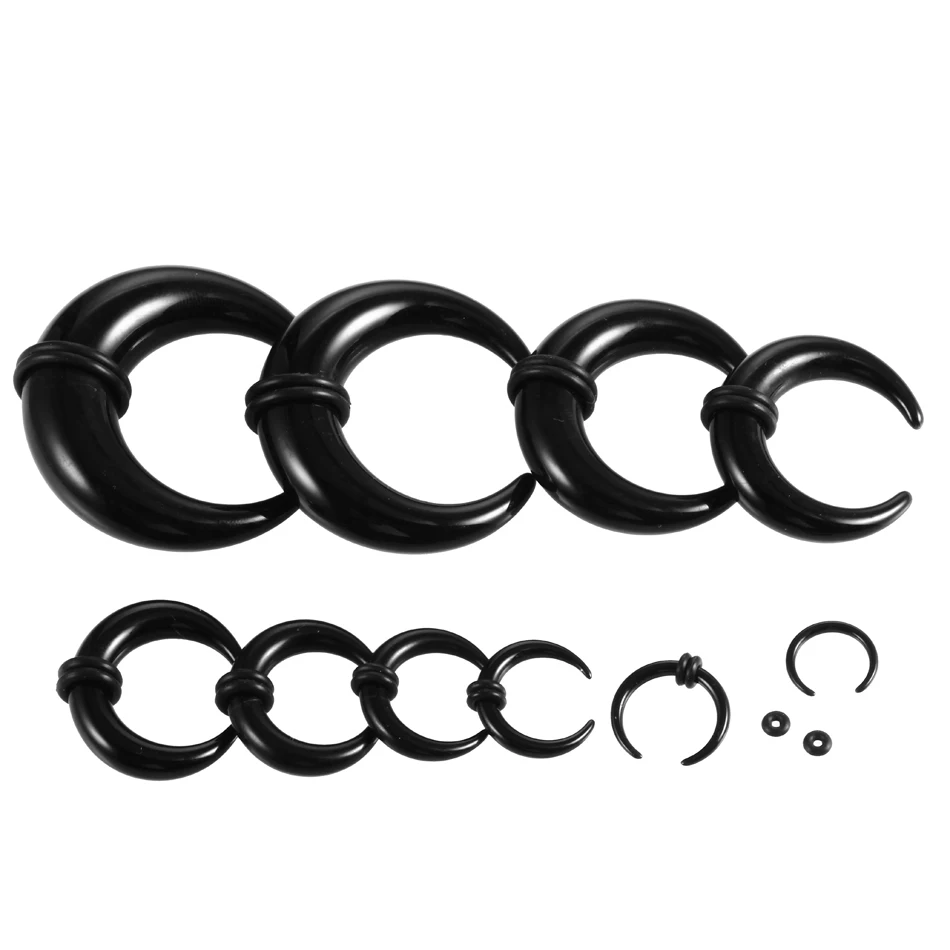 Acrylic C Sahpe alo Ear Pincher Septum Rings Piercing Ear Taper Stretcher with O-Rings Jewelry 2pcs/lot 1.6mm-14mm piercing jewelry,ear piercing jewelry,body piercing jewelry,body jewelry