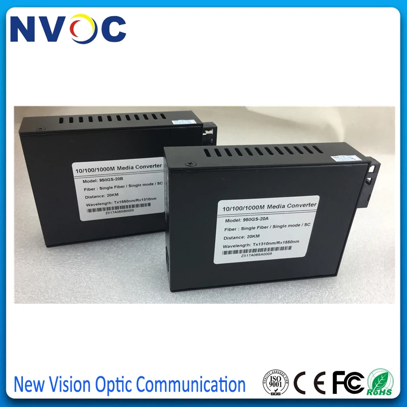 Медиаконвертер SM SX Gigabit Ethernet Fiber одноволоконный одномодовый 1310/1550 1RJ45 20 км SC