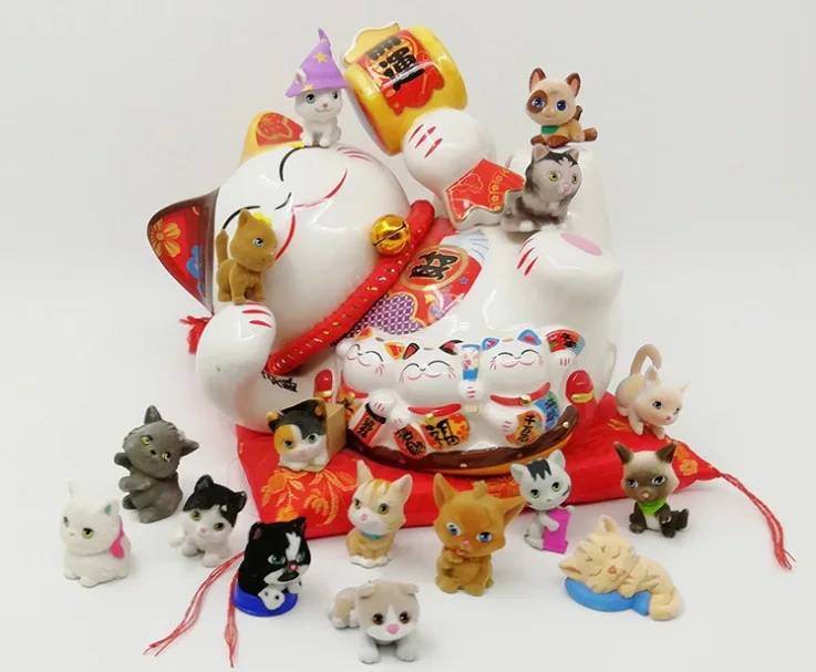

8pcs 4-5cm Kawaii cute LPS cat dog flocking plush action figure doll can use in girls play house toy d10