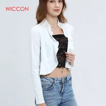 

Women Long Sleeve Summer Jackets Female Wavy Collarr Casual Cardigan Tops Jaqueta Feminina Beach Coats