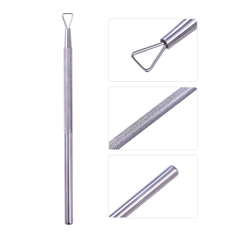 Ручка из нержавеющей стали стержень УФ гель пушер для маникюра средство для снятия маникюра ногтей инструмент