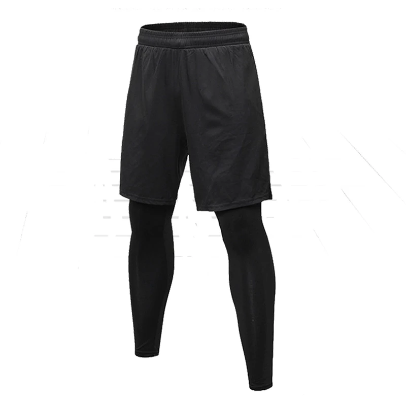 

Mens 2 in 1 Leggings Pants Workout Fitness Gyms Sporting Breathable Quick Dry Bottoms Sweatpants Trousers Bodybuilding Leggins