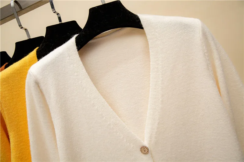 2018 New Fashion Spring Autumn Women Cardigan Sweaters Long sleeve Single-breasted V-neck stitching Solid Knitted Top Clothing (5)
