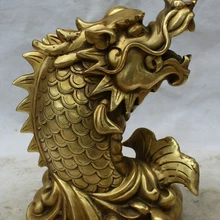 Коллекционные бронзовый S2072 1" Китайский Латунь Фэншуй Scleropages Дракон Тела Рыбы Arowana Статуя скульптура