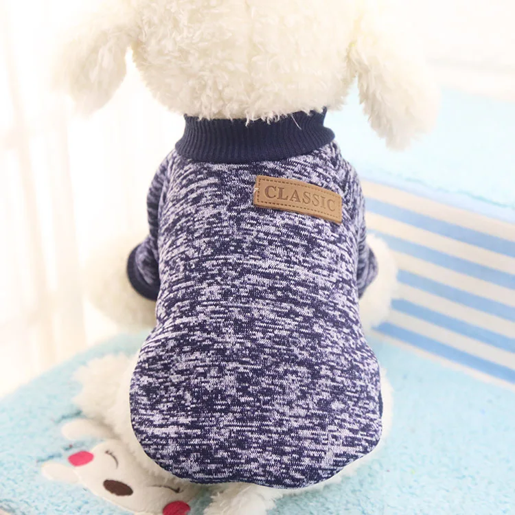 Одежда для собак, свитер, одежда для собак для маленьких собак, зимняя верхняя одежда для питомца, хлопковая одежда для щенков, чихуахуа, Йорк, 37 A1 - Цвет: Navy blue