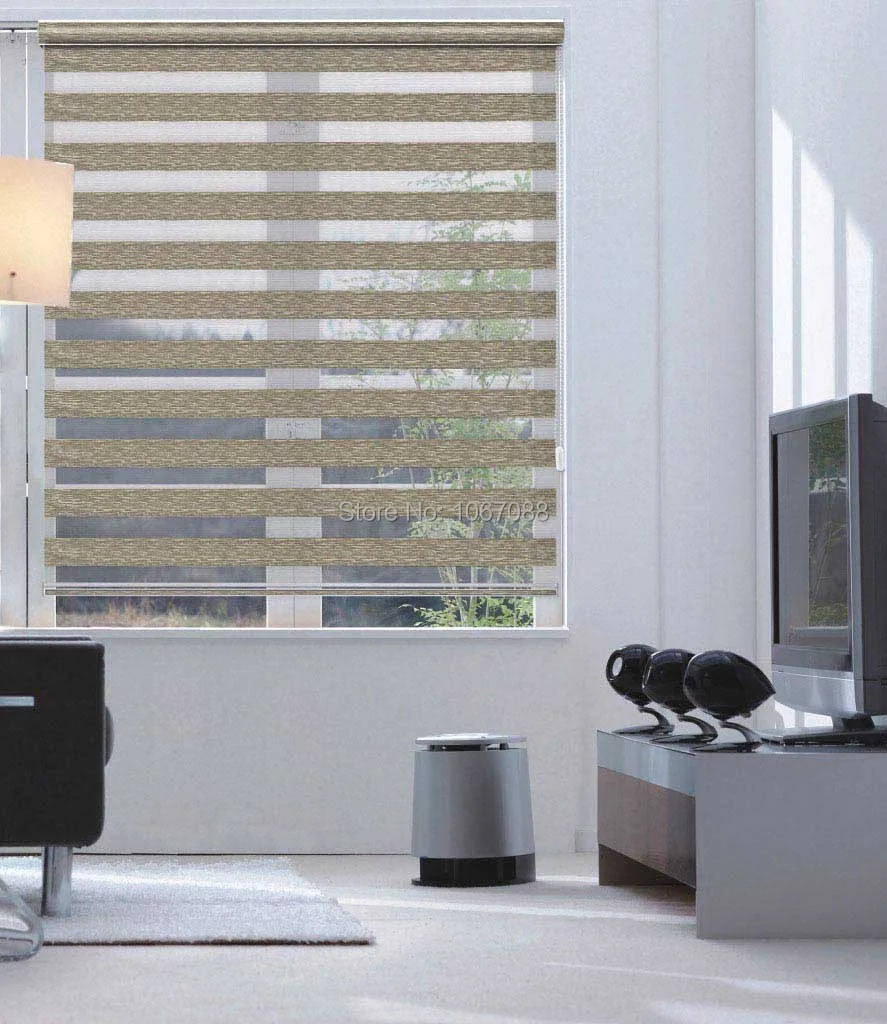 

Translucent 100% polyester Roller zebra blinds in Grey window curtains for living room 31in*48in 14 Colors