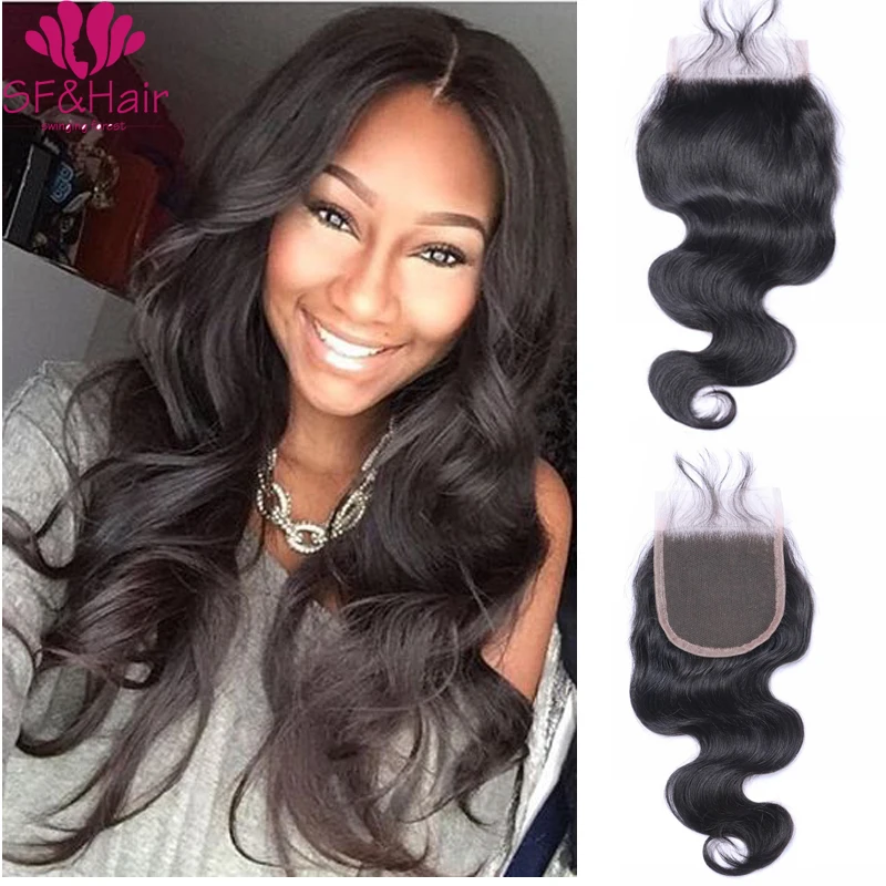 

8A Brazilian Body Wave Lace Closure Bleached Konts Brazilian Front Lace Closure Baby Hair 4*4 Free /2 /3 Part Body Wave Closure