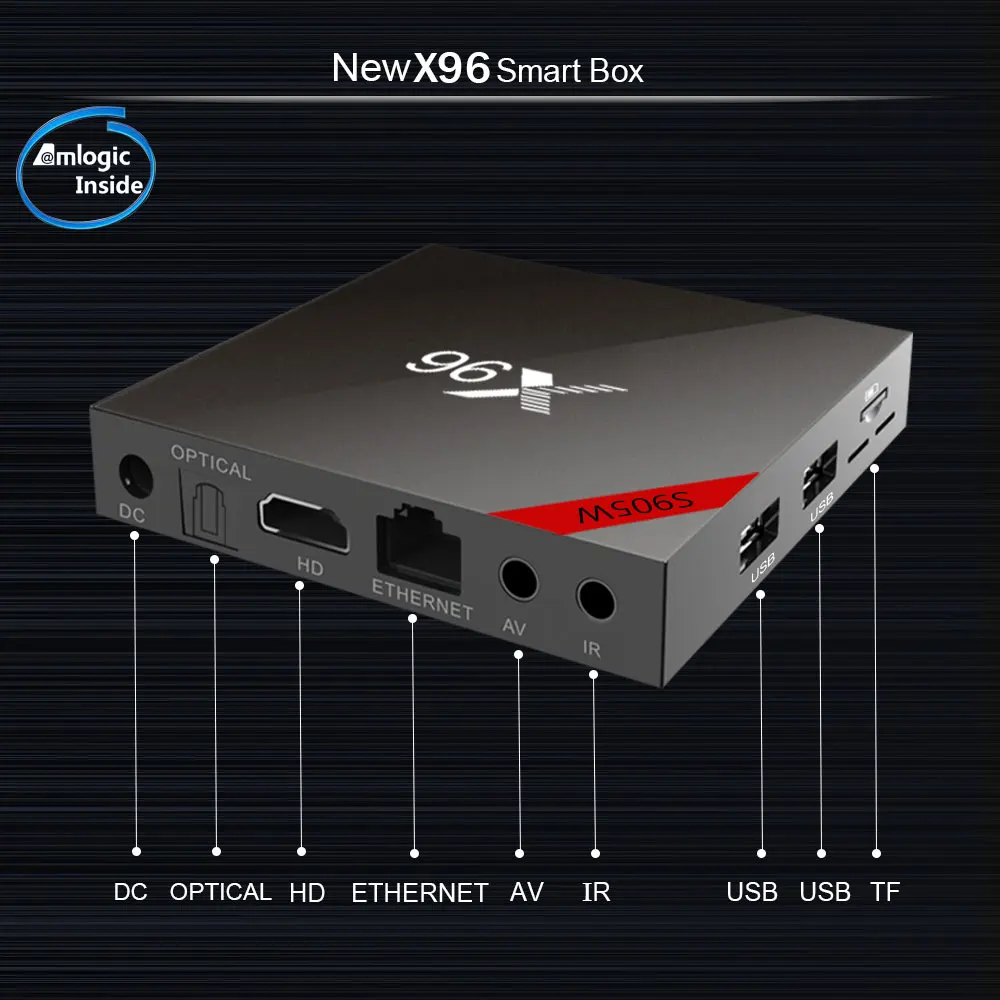X96 Android tv Box Amlogic S905W Smart tv BOX четырехъядерный 1 ГБ/2 Гб ram 8 ГБ/16 ГБ rom HD2.0 поддержка 4K телеприставка медиаплеер
