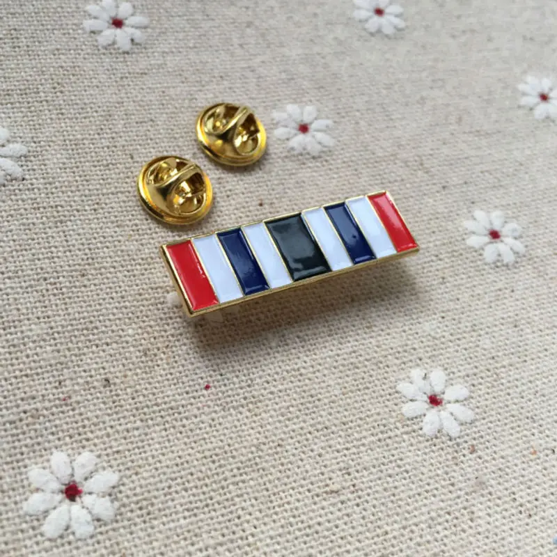 100pcs Wholesale Rectangle Shape Butterfly Clutch Military Rank Enamel Brooch and Pins Metal Craft Colorful Lapel Pin Badges
