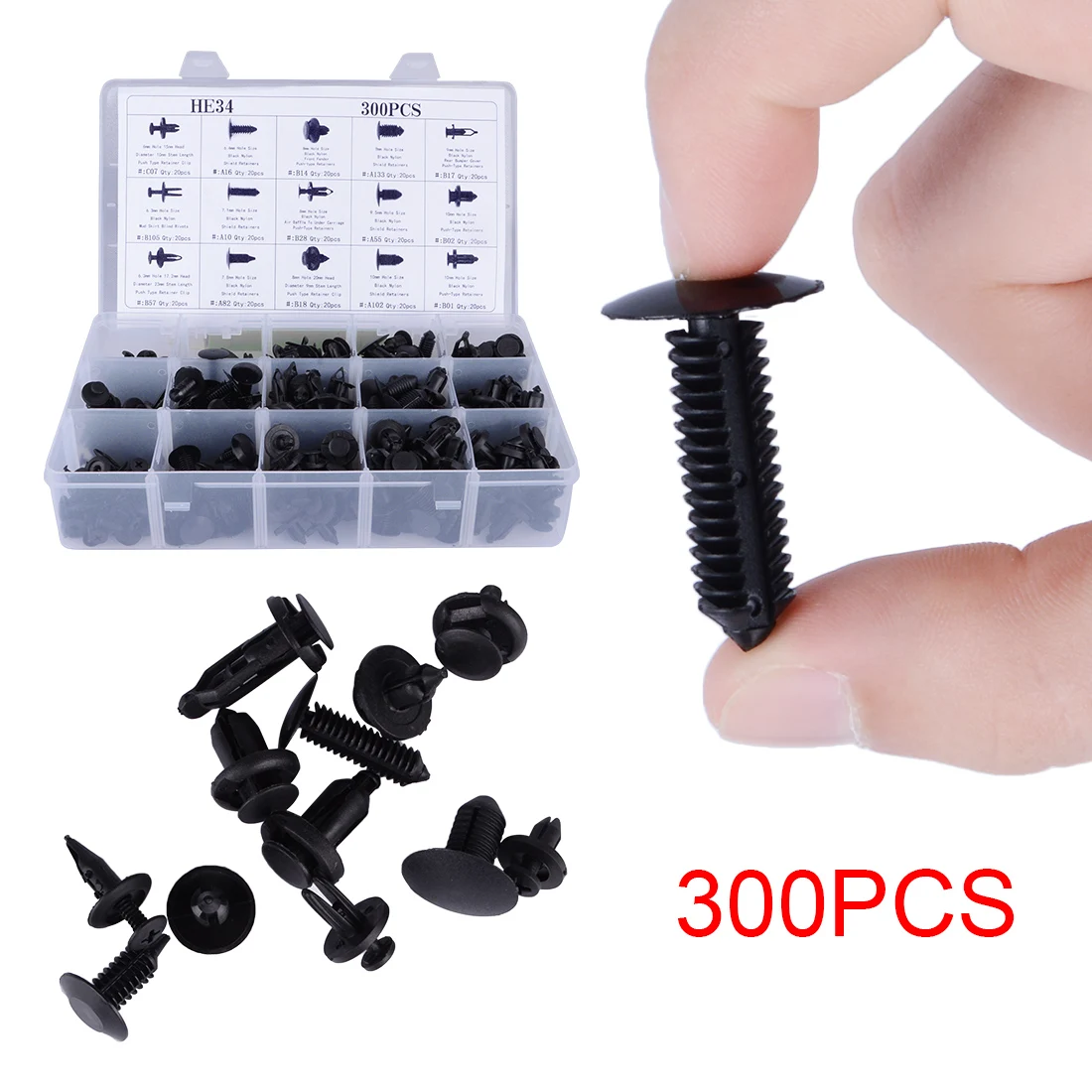 Dewtreetali 15 sizes Universal Car Bumper Clips Fastener 300pcs Plastic