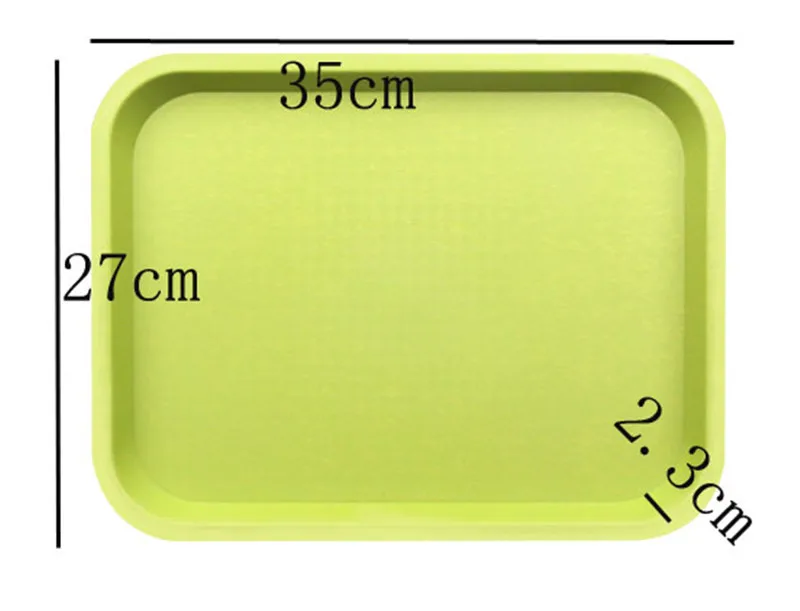 Коричневый красный зеленый желтый оранжевый цвет пластиковая тарелка Фруктовница деревянные чашки для чая торт хлебное блюдо для закусок противоскользящие пластиковый лоток - Цвет: green 35x27x2.3