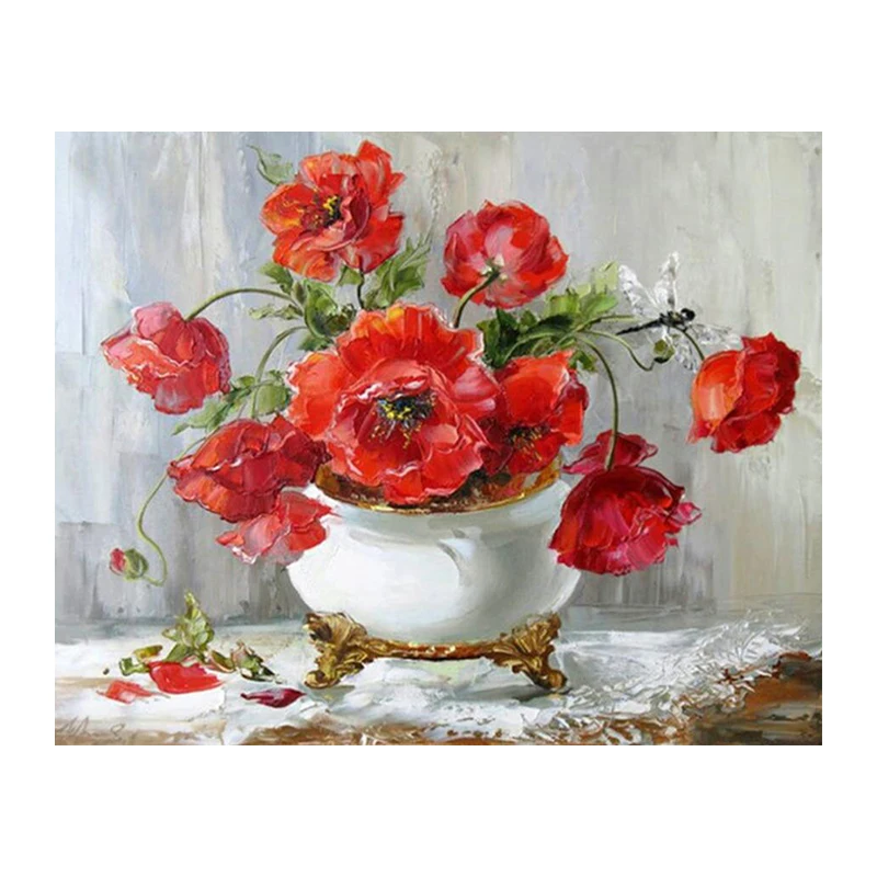 Diamond Embroidery Red Flowers Icon 5D Diy Diamond Painting Cross Stitch Poppy Picture Crystal Rhinestones Diamond Mosaic 
