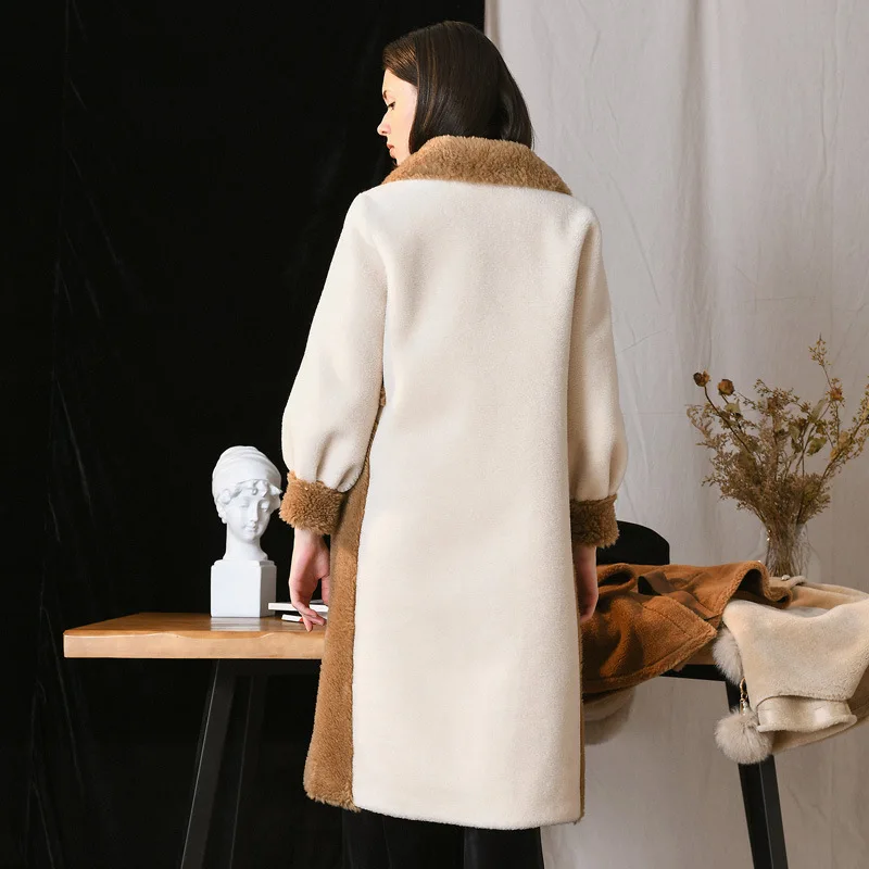 Femmes Agneaux Manteau En Style Laine Hiver Col Vêtement Moutons Tonte Recommandation Automne Nouveau Long Femme Pour Des Fine qBvx1tq