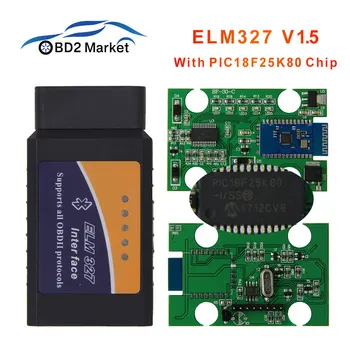 

ELM327 V1.5 car diagnostic tool with PIC18F25K80 Bluetooth code reader J1850 OBD2 Diagnostic tool better than elm 327 V2.1