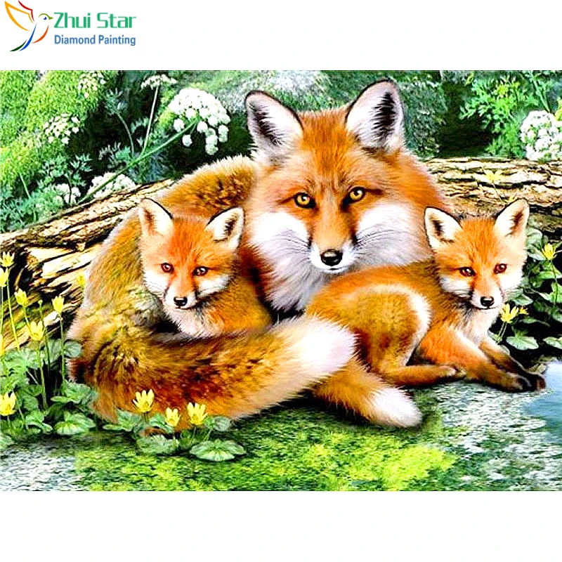 

Zhui Star 5D DIY Full square Diamond Painting Cross Stitch Fox Diamond Rhinestone Embroidery Mosaic home decor gift BK