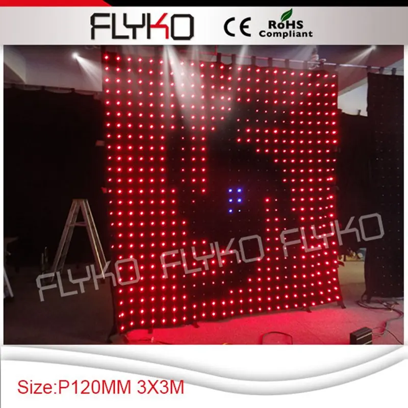 

Free shipping dj led curtain working with stage queipment DMX controller P12CM 3*3M