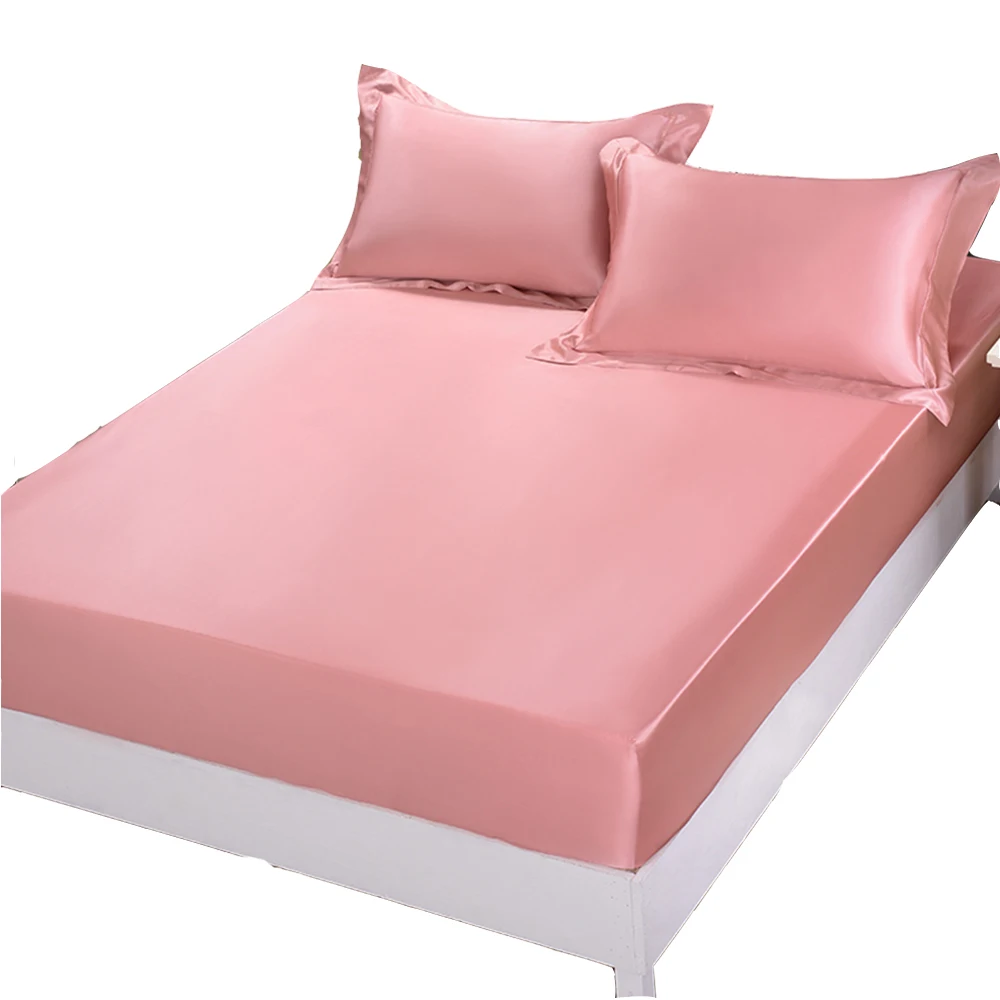 

100% Silk Home Textile Fitted Sheet Set Solid Color 28Cm Depth Natural Muberry Silk Bedsheet Spring Summer Luxury Bed Sheets