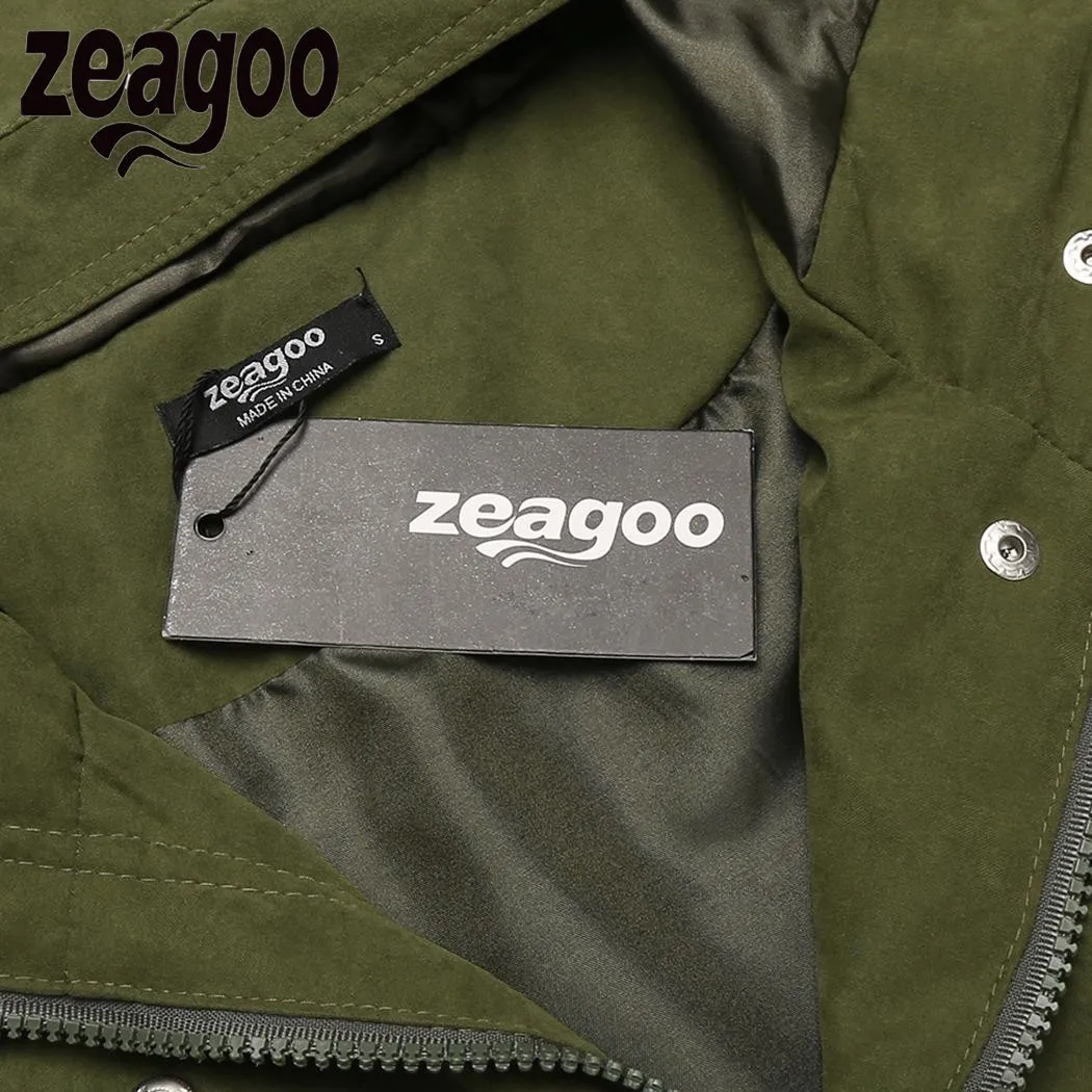 Zeagoo/осеннее пальто куртка для женщин повседневная на молнии однотонная завязках