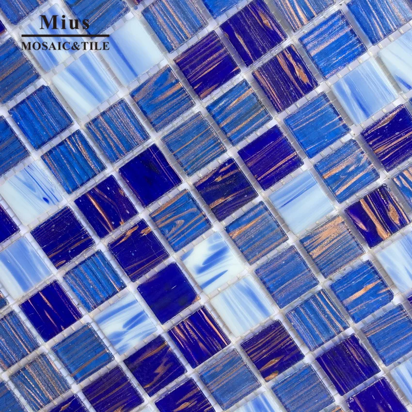 Мозаичная плитка для бассейна из голубого стекла