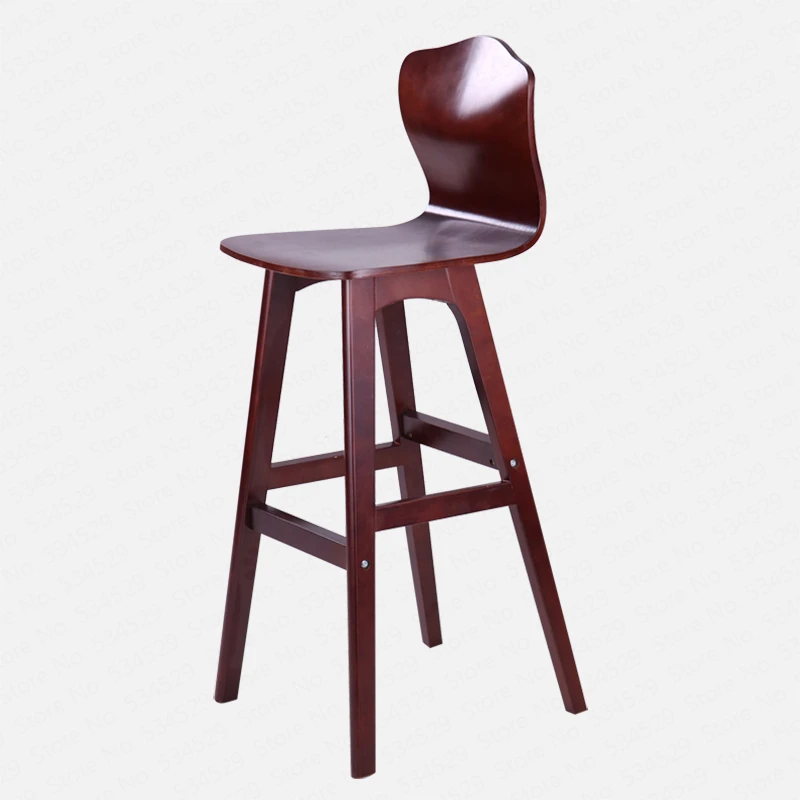 2B Solid wood bar stool Nordic creative high back chair bar high stool dining chair high chair modern minimalist front bar chair