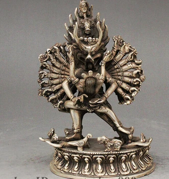 

decoration bronze factory outlets Tibet Silver Tibetan Buddhism Silver Buddha Yamantaka Yama Dharmaraja Hayagriva Buddha Statue