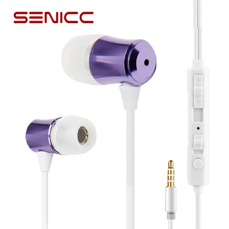 SENICC MX-160i Portable Audio Sports In-ear Strong Bass Earphone For Smartphone 3.5mm plug Music Earbuds with Mic Purple | Электроника