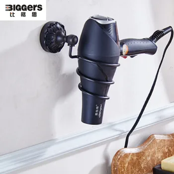 

Free shipping,America retro style black bronze wall mounted bathroom hair dryer holder brass material 6115